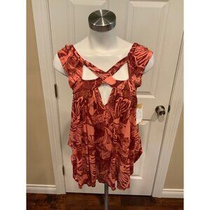 Free People Pink & Maroon Floral Patterned Tank Top, Size XS